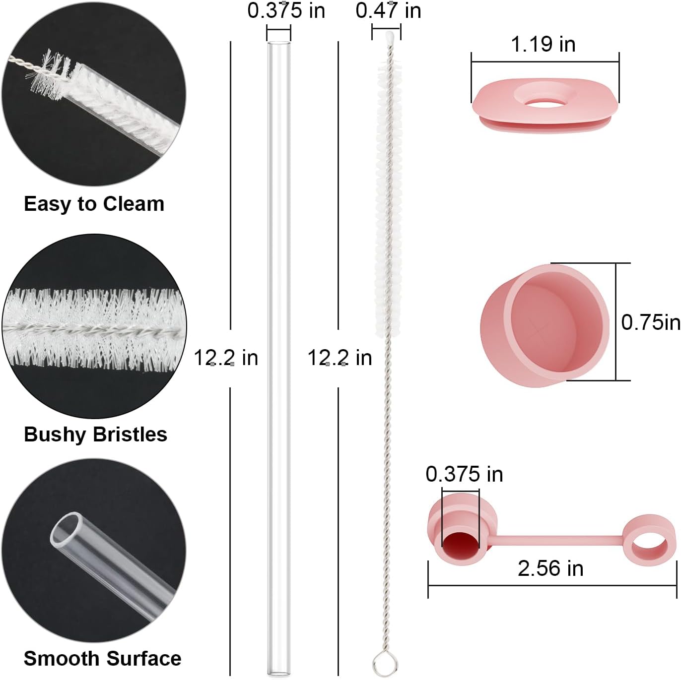 Replacement Straw Compatible with Stanley 40 oz 30 oz Cup Tumbler, 6 Pack Reusable Straw with Cleaning Brush, Plastic, Clear