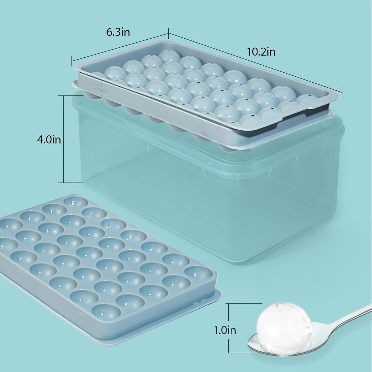 Ice Cube Tray with Lid and Bin – Round Ice Cube Trays for Freezer, BPA-Free Food-Grade Ice Mold, Stackable Ice Ball Maker, Iced Bucket Kits, Circle Ice Tray for Cocktails, Whiskey, Coffee, and Drinks