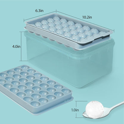 Ice Cube Tray with Lid and Bin – Round Ice Cube Trays for Freezer, BPA-Free Food-Grade Ice Mold, Stackable Ice Ball Maker, Iced Bucket Kits, Circle Ice Tray for Cocktails, Whiskey, Coffee, and Drinks