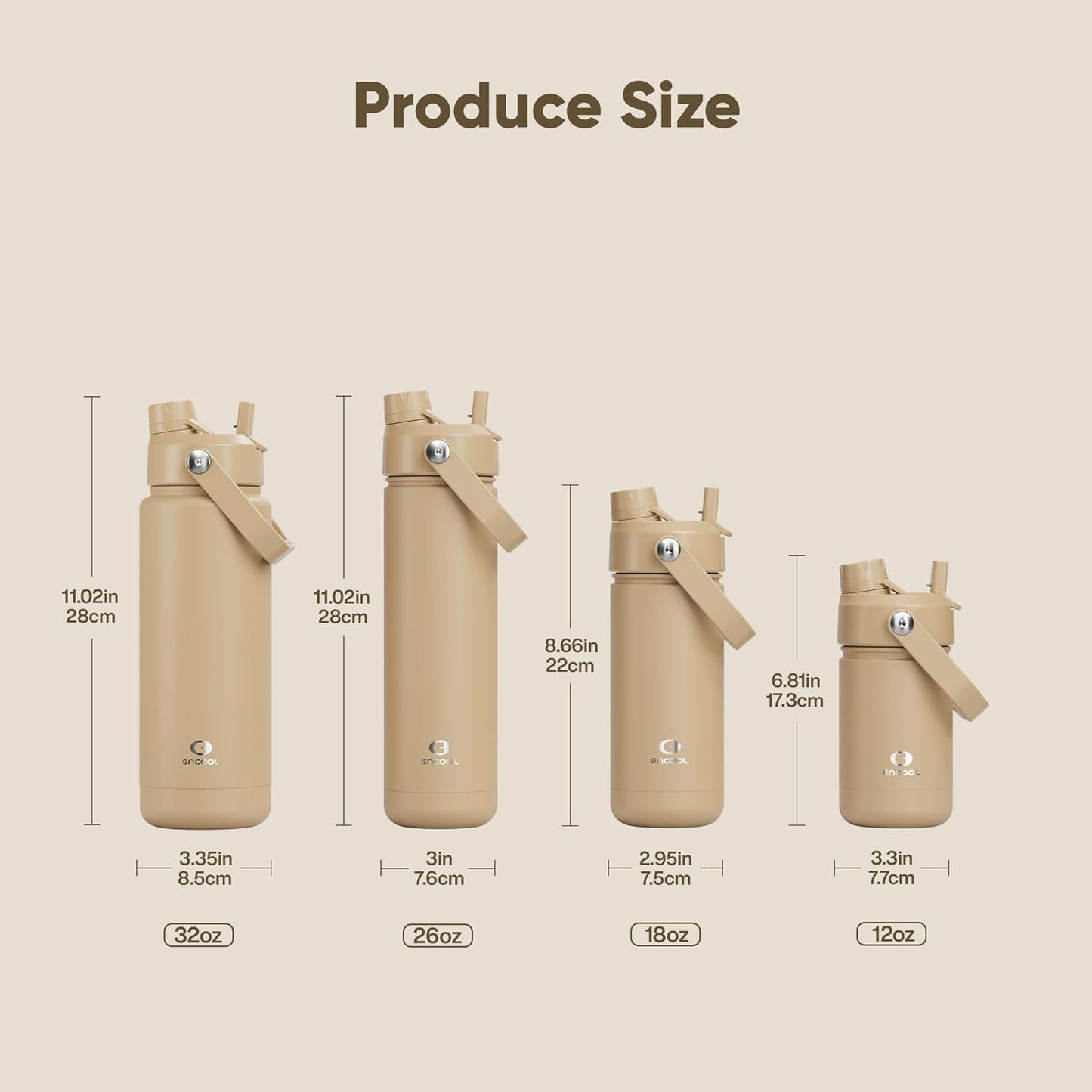 ENCOOL Insulated Water Bottle with Straw Stainless Steel Water Bottle, Leak-Proof, BPA-Free, Double Wall Vacuum Keeps Cold for 24 Hours for Sports, Travel, School (26 oz, Cotton Candy) - Colors A