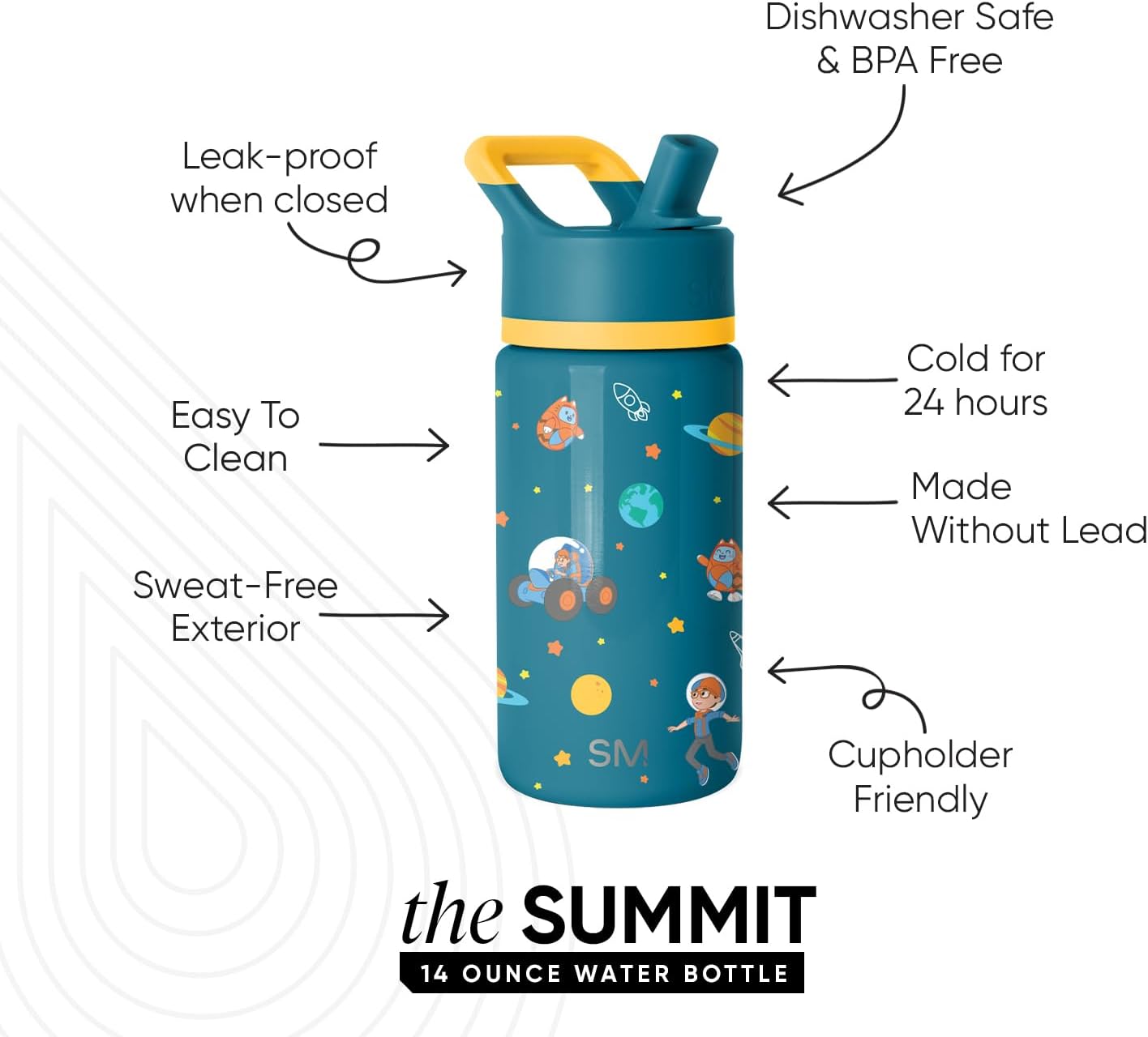 Simple Modern Kids Water Bottle with Straw Lid | 14oz Insulated Stainless Steel Kids Tumbler & Spill Proof Toddler Cup for School, Girls, Boys | Summit | Chloe Floral - Colors B