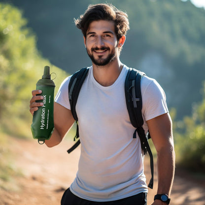 WILDREEDS 500ml Soft Flask, TPU Collapsible Soft Water Bottle for Hydration Pack, Running Vest, Folding Water Bottle for Hiking Cycling Climbing-1Pcs, White