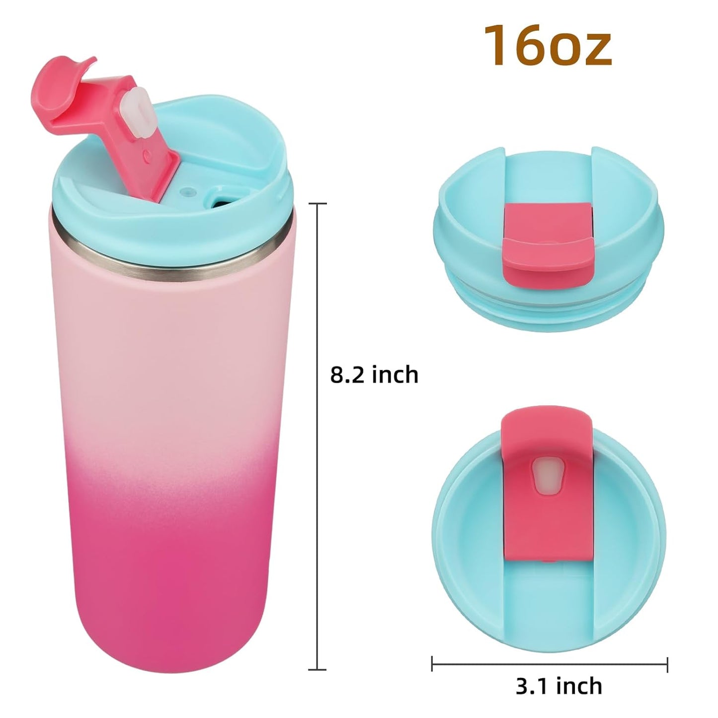 Konokyo Tumbler with Lid, 16 oz Travel Coffee Mug Double Wall Vacuum Stainless Steel Thermal Metal Cup Insulated Water Bottle,Navy Blue