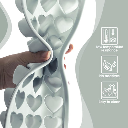 Heart Shape Ice Cube Tray, 21 Holes Silicone Ice Cube Mold with Removable Lid Flexible for Whiskey Cocktail Chocolate