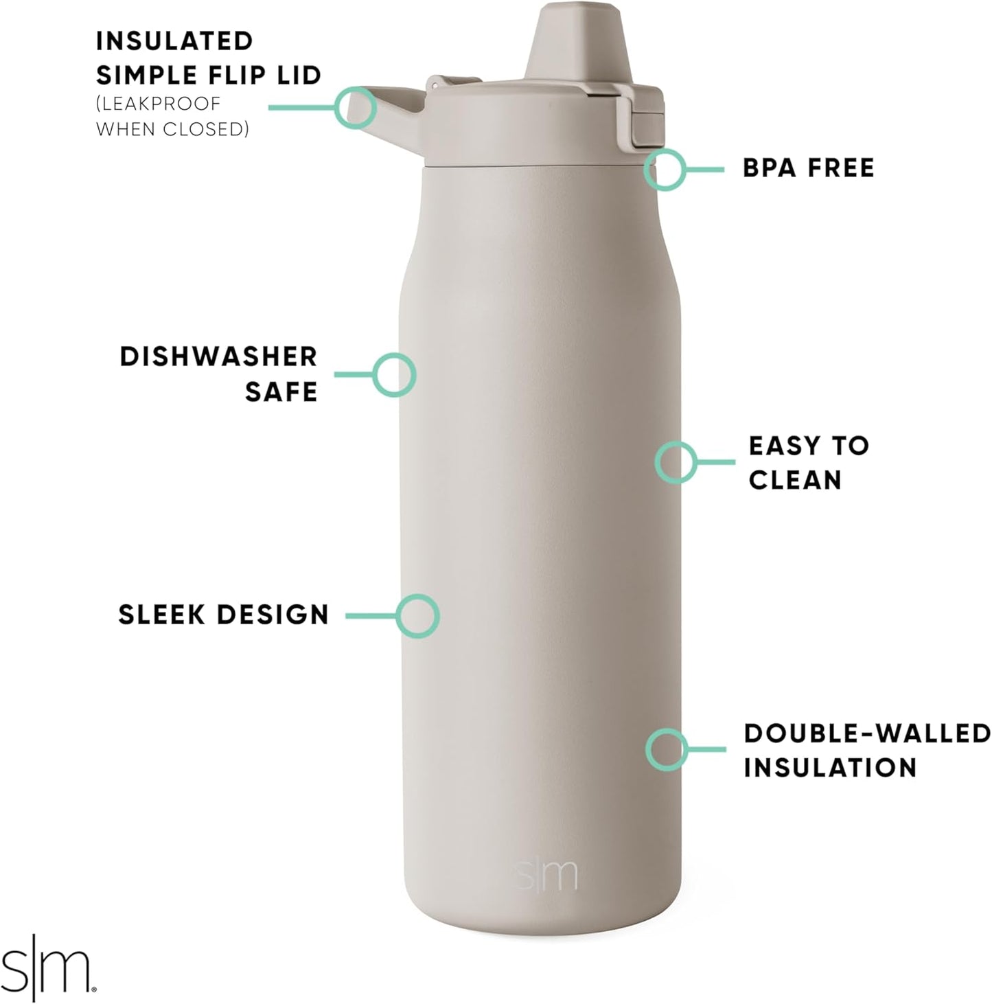 Simple Modern Filtered Water Bottle | Insulated Stainless-Steel Carbon Filter Travel Water Bottles | Reusable for Clean Drinking Water On The Go | 34oz, Sea Glass Sage