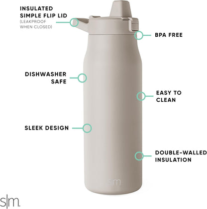 Simple Modern Filtered Water Bottle | Insulated Stainless-Steel Carbon Filter Travel Water Bottles | Reusable for Clean Drinking Water On The Go | 34oz, Sea Glass Sage