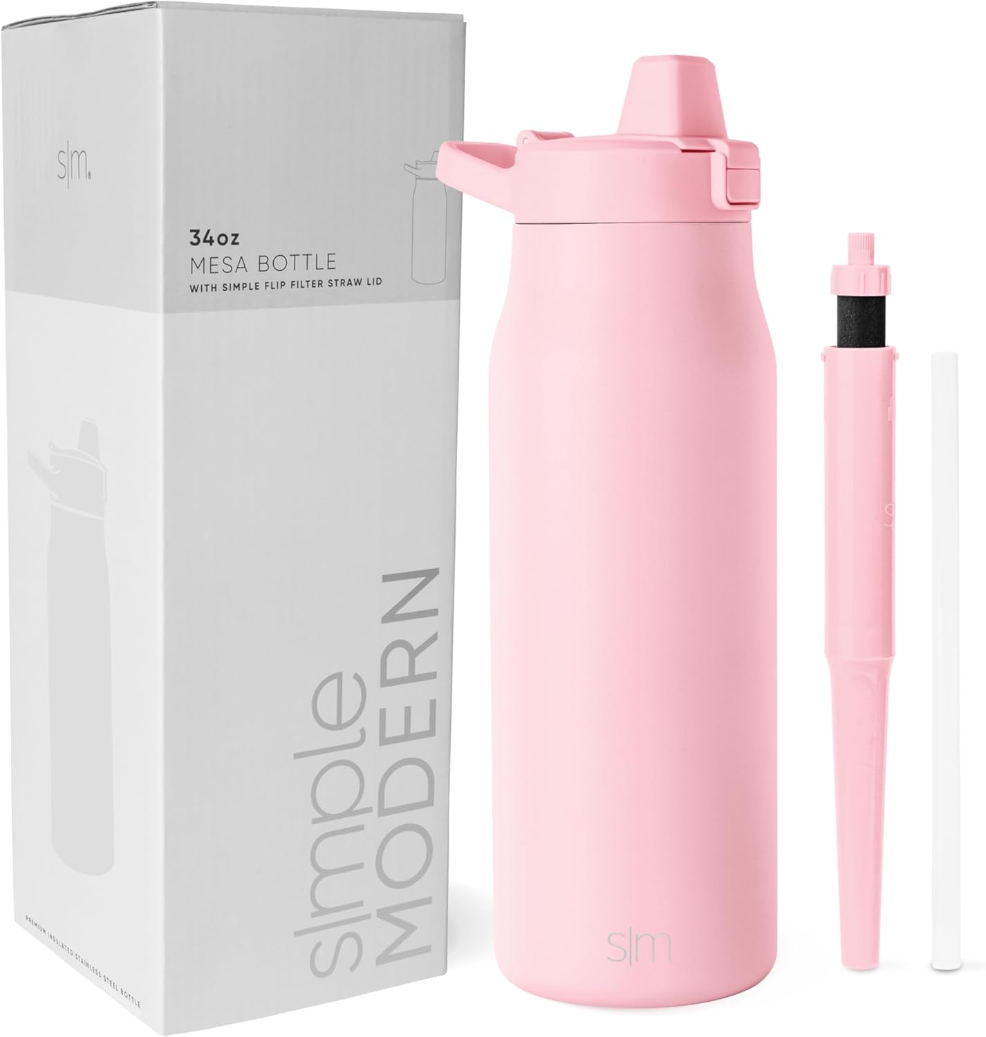 Simple Modern Filtered Water Bottle | Insulated Stainless-Steel Carbon Filter Travel Water Bottles | Reusable for Clean Drinking Water On The Go | 34oz, Sea Glass Sage