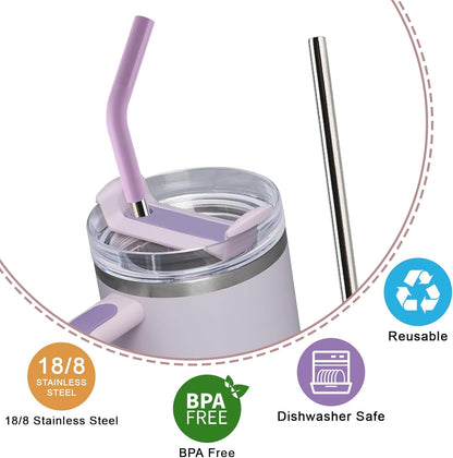 Replacement Straws for 40oz Tumblers,Metal Straws Reusable Compatible with Stanley 40oz Cup, 40 oz Tumbler Straw,4 Pack 12" Extra Long,3" Wide, Stainless Steel Straws with Silicone Tips and Brush