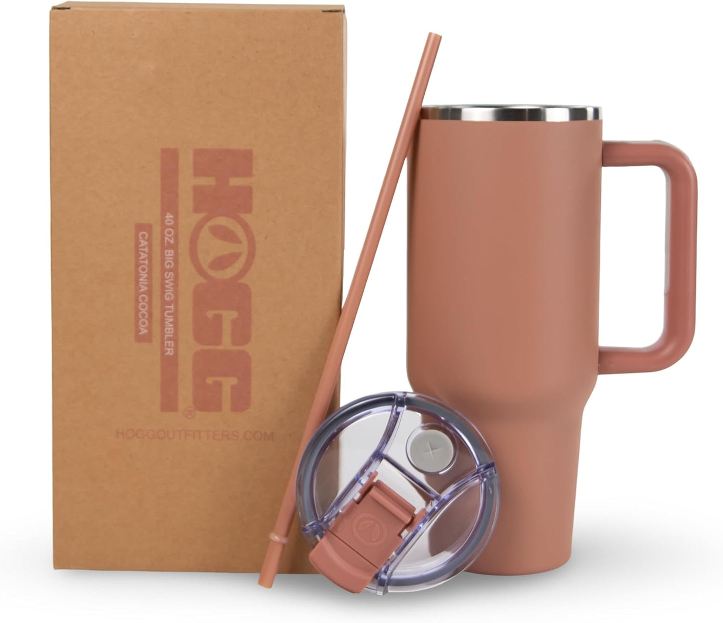 Hogg Big Swig 40 oz Tumbler with Handle and Straw - Red, 40oz Insulated Stainless Steel, Water Tumbler with Straw, Water Cup with Handle, Versatile Leak Proof Lid