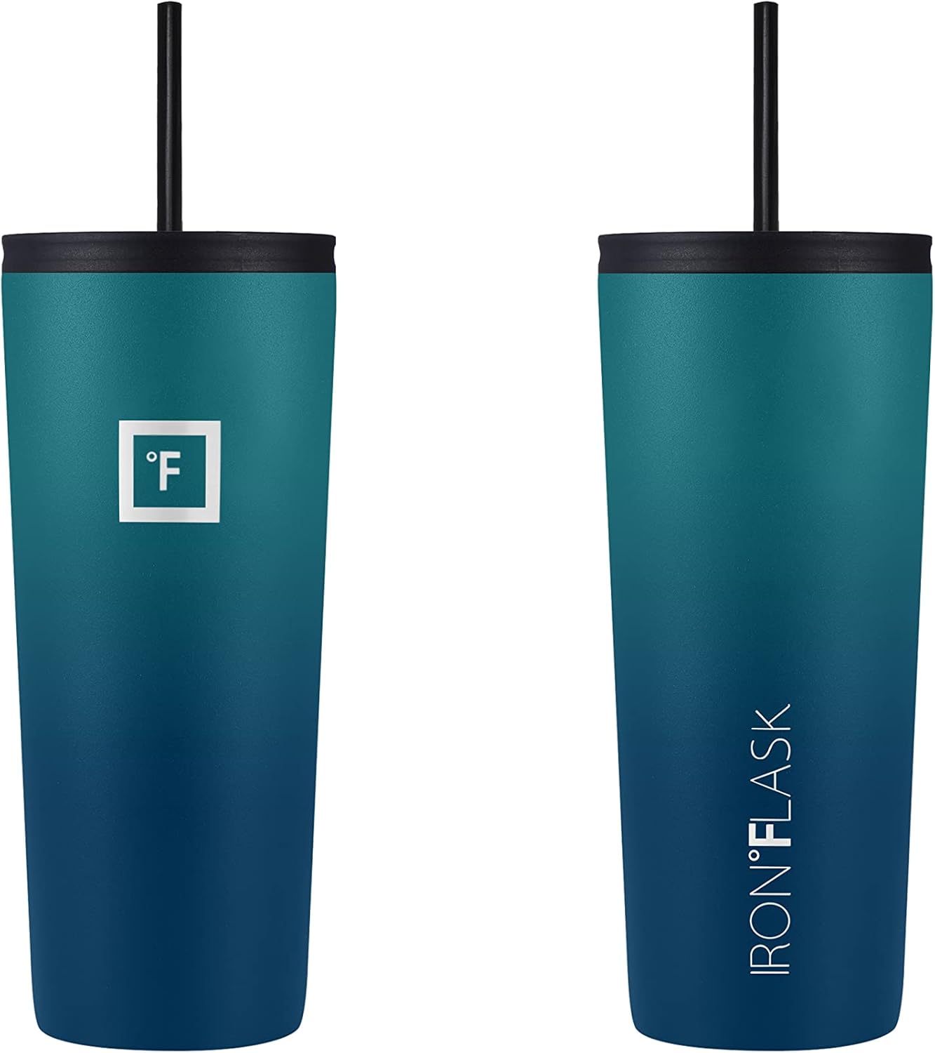 IRON °FLASK Classic Tumbler - Vacuum Insulated Stainless Steel Water Bottle, Double Walled, Drinking Cup, Insulated Travel Mug (Cobalt, 24 oz Solid Lid)