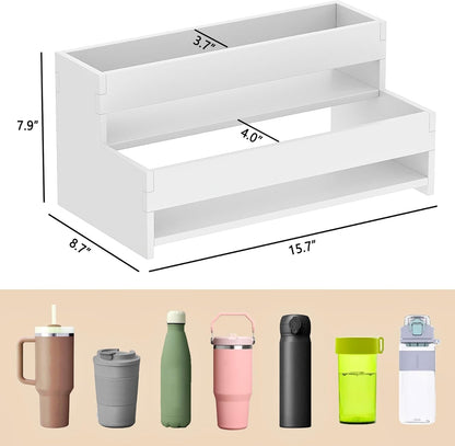 Water Bottle Organizer, 2-Tier 15.7" W Tumbler Holder for 8 Cups, Pantry Kitchen Storage Rack for Wine Bottles Countertop Cabinet
