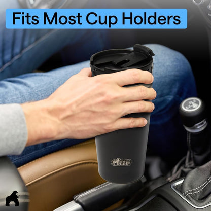 GORILLA GRIP 304 Stainless Steel Double Insulated Travel Coffee Mug, Leakproof Lid with Smooth Sip Top, Prevent Spills, Dent & Rust Resistant Reusable Tumbler Cup, Thermal Mugs for Drinks, 20oz, Black