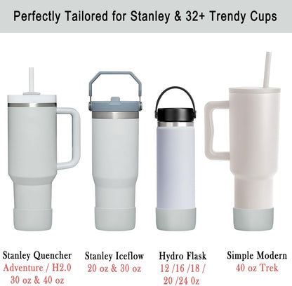 KTKUDY 2-Pack Silicone Boot for Stanley Tumbler 40 30 20 oz & Intended for Hydro Flask 12-24 oz - Cup Boot fit Select Yeti, Simple Modern, Owala Water Bottle - Bottom Cover Accessories Fit Stanley Cup