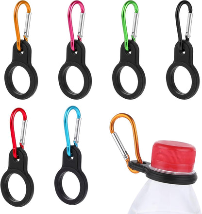 6 PCS Silicone Water Bottle Carrier, Silicone Water Bottle Buckle Holders with Carabiner Belt Clip and D-Ring Hook, Suitable for Hiking, Camping, Traveling, and Mountain Climbing