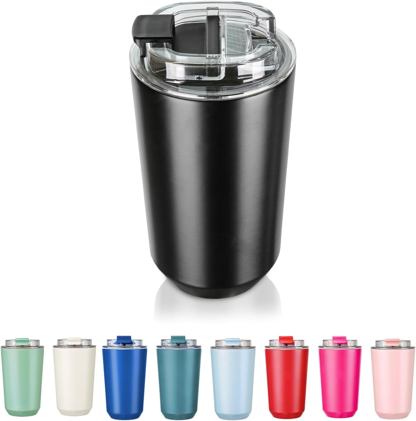 Puraville Insulated Tumblers with Lid, 14 oz Travel Coffee Mug Stainless Steel Vacuum Cup, Leak Proof Reusable Double Walled Coffee Tumbler for Iced and Hot Drinks, Cream