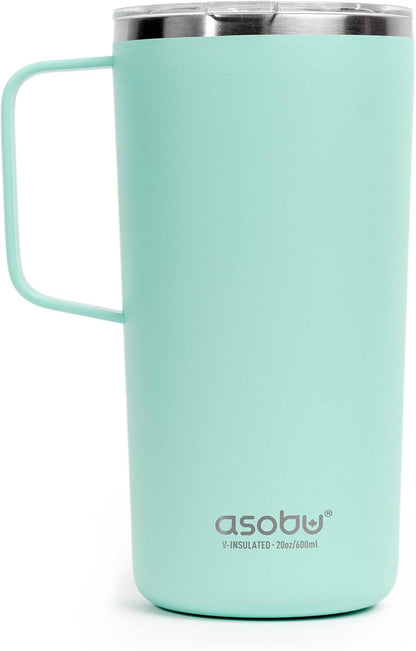 asobu Ultimate Ceramic Travel Mug, 12oz Insulated Stainless Steel Coffee Cup with Handle & Splash-Resistant Lid, Ceramic Lined for Pure Taste, BPA-Free, Double-Wall Vacuum for Hot Drinks