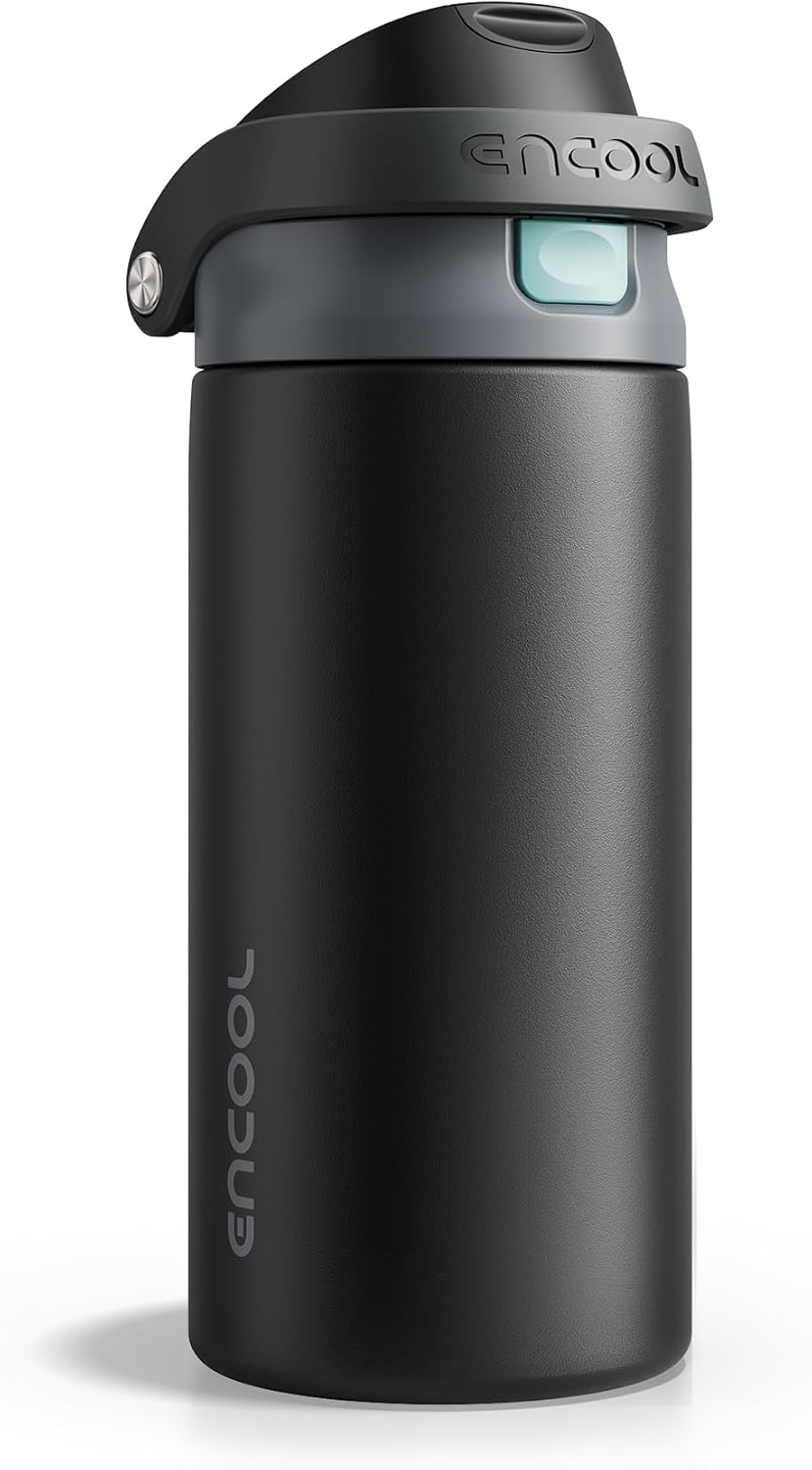 ENCOOL Leakproof Insulated Water Bottle with Straw Dual-Sip Water Bottle Bag-Safe Design for Work, Commute & Gym – Keeps Drinks Cold All Day, 24 oz, Lemonade Pink - Colors B