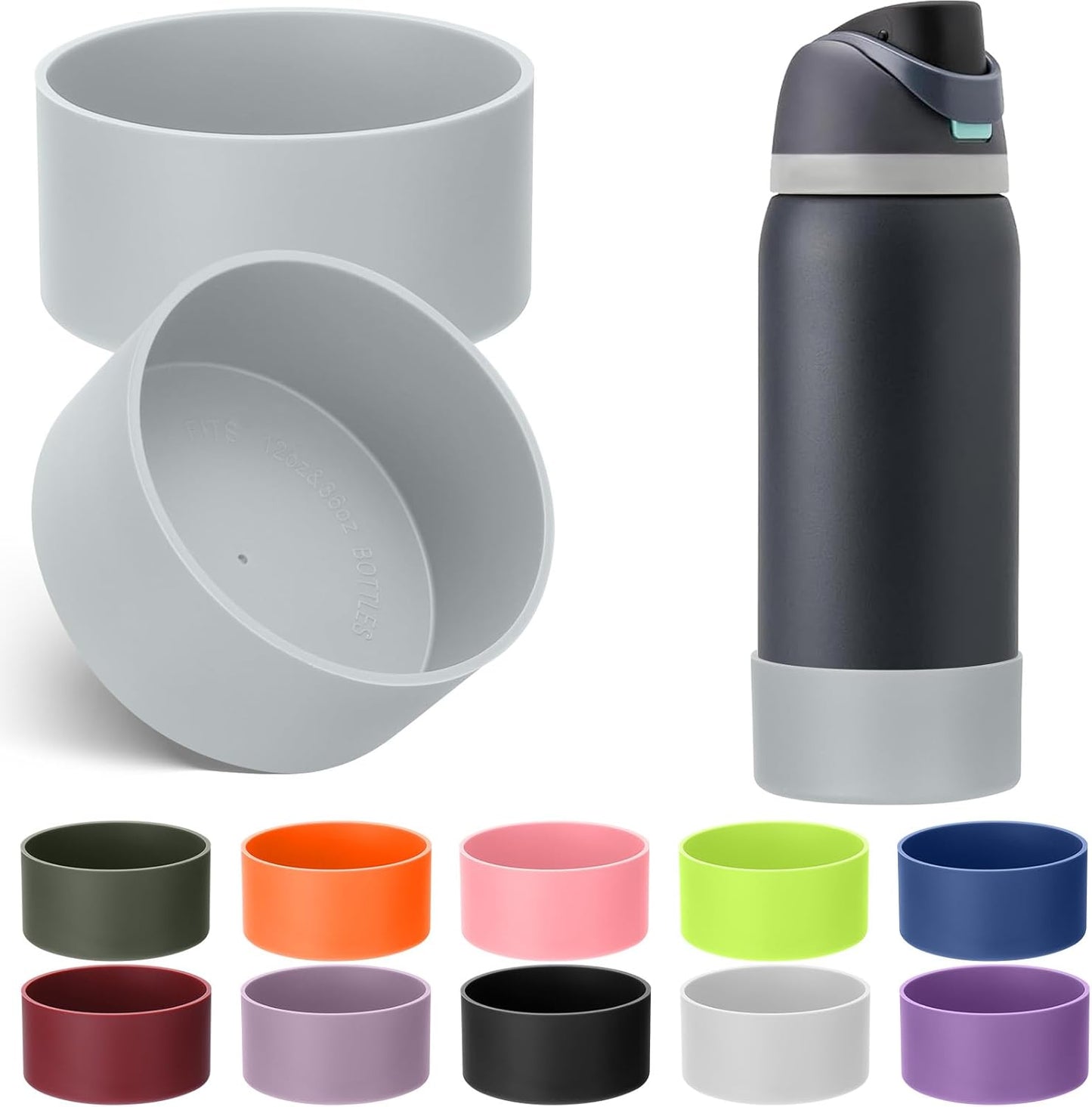 Mity rain 2PCS Silicone Boot for Owala Water Bottle 24 oz 32 oz, Anti-Slip Protective Sleeve Bottom Bumper Protector for FreeSip Stainless Steel Water Bottles Accessories