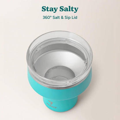 REDUCE Saltini 16 oz Cocktail Tumbler - Insulated Margarita Tumbler with Lid - Keeps Drinks Cold for 10 Hours - 360 Sippable Martini Glass Alternative - Shatterproof, Perfect for Parties - Cloud Blue