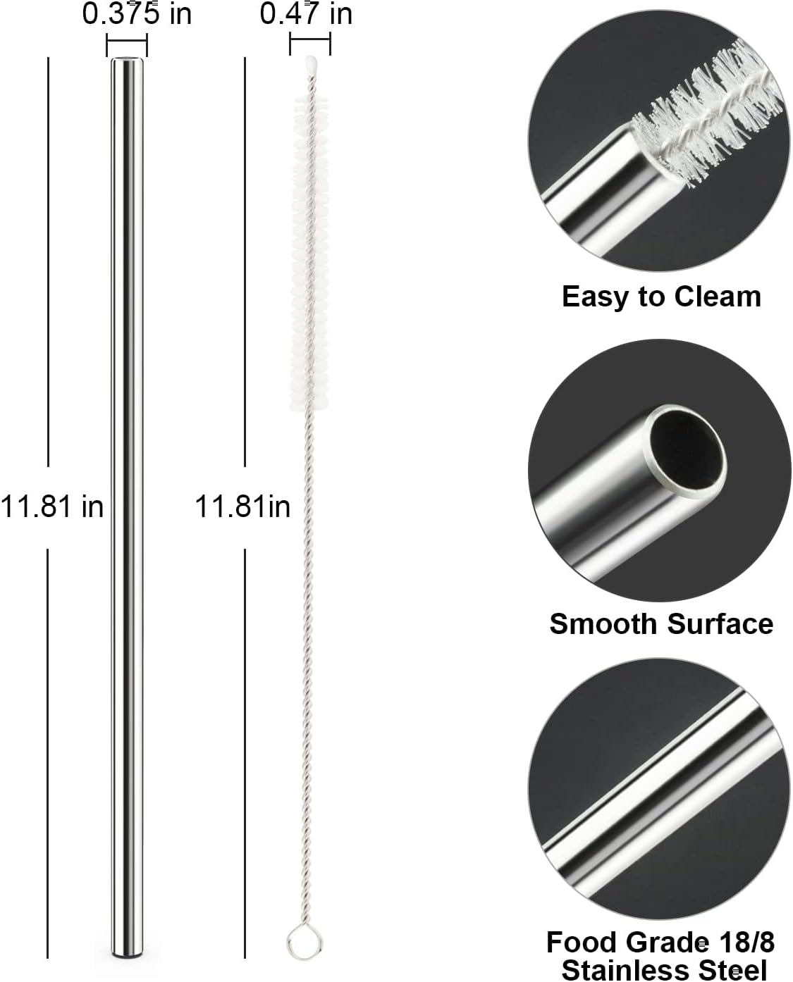 Replacement Straw Compatible with Stanley 40 oz 30 oz Cup Tumbler, 6 Pack Reusable Straw with Cleaning Brush, Plastic, Clear