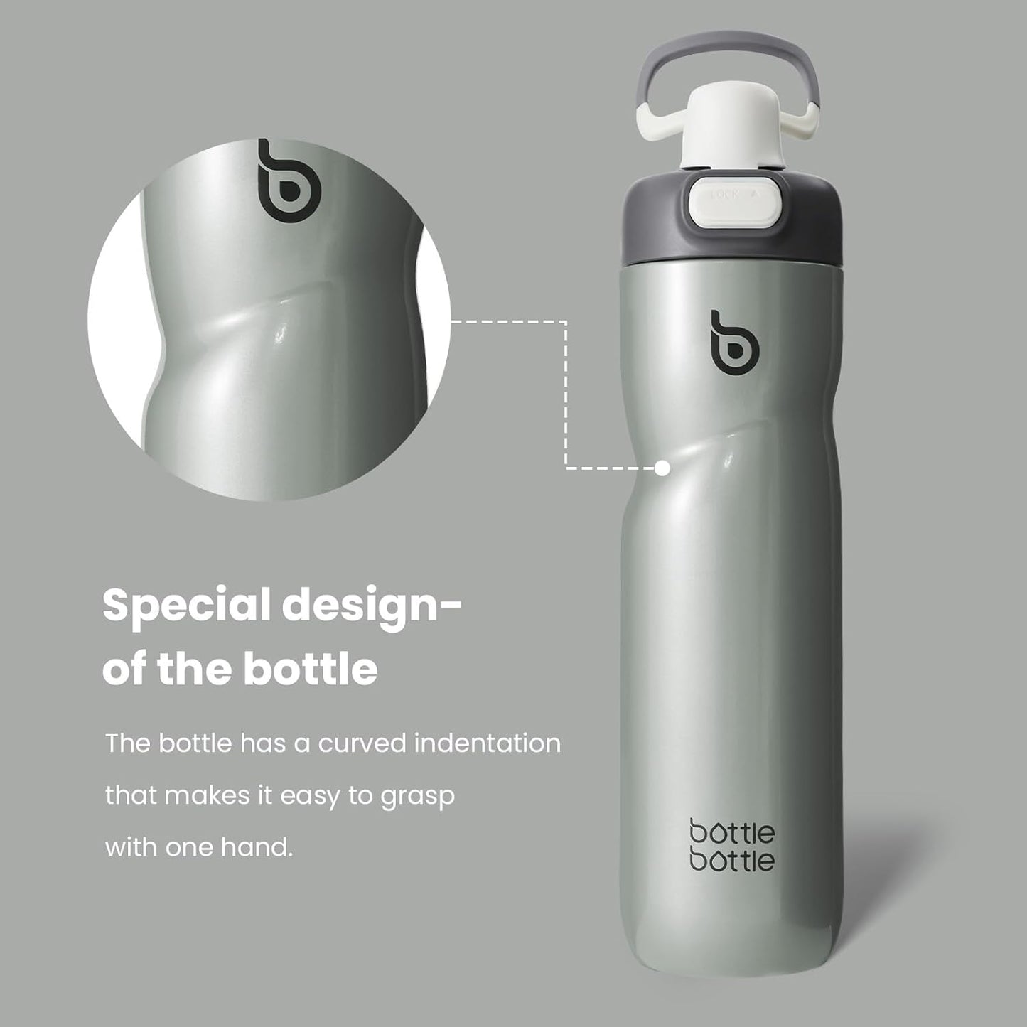 BOTTLE BOTTLE Insulated Water Bottle 24 oz with Handle and Flip Tops Lids Stainless Steel Water Bottle Push Button Lid Leak proof Portable for Running Travel Sports Hiking blue