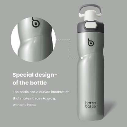BOTTLE BOTTLE Insulated Water Bottle 24 oz with Handle and Flip Tops Lids Stainless Steel Water Bottle Push Button Lid Leak proof Portable for Running Travel Sports Hiking blue