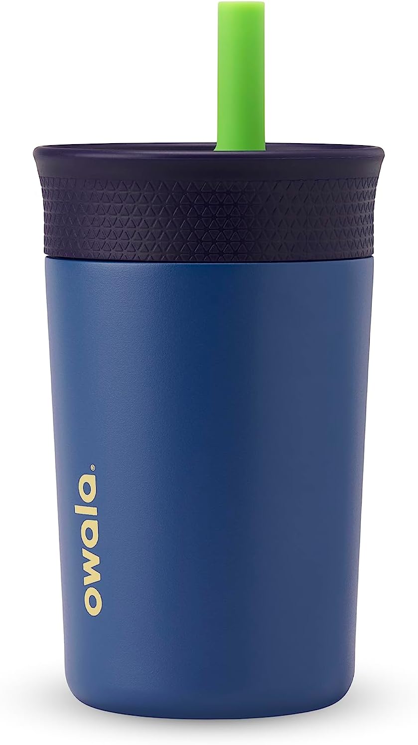 Owala Kids BPA-Free Plastic Tumbler with Spill Resistant Flexible Straw, Easy to Clean, Kids Water Bottle, Great for Travel, Dishwasher Safe, 15 Oz, Skate Park