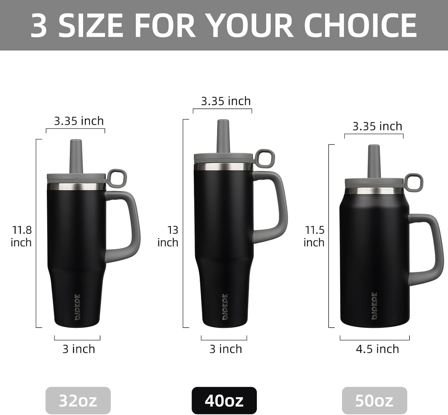 BJPKPK 50oz Insulated Tumbler with Handle Stainless Steel Travel Coffee Mug with Lid Reusable Large Water Bottle with Straw,Sky