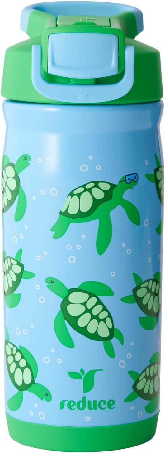 Reduce Hydrate Pro Kids 14oz Stainless Steel Insulated Water Bottle w/Straw – Spill Proof Tumbler for Kids – 30 Hour Cold Retention – Dishwasher Safe Leak-Proof Design - Abstract Flowers