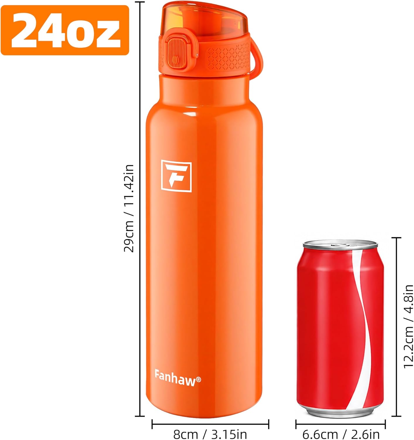 Fanhaw 24 oz Insulated Water Bottle with Soft Silicone Spout Lid, Leakproof Stainless Steel Vacuum Bottle for School, Sports& Daily Use, Kids, Teens& Adults, Back to School Essentials (Pink)