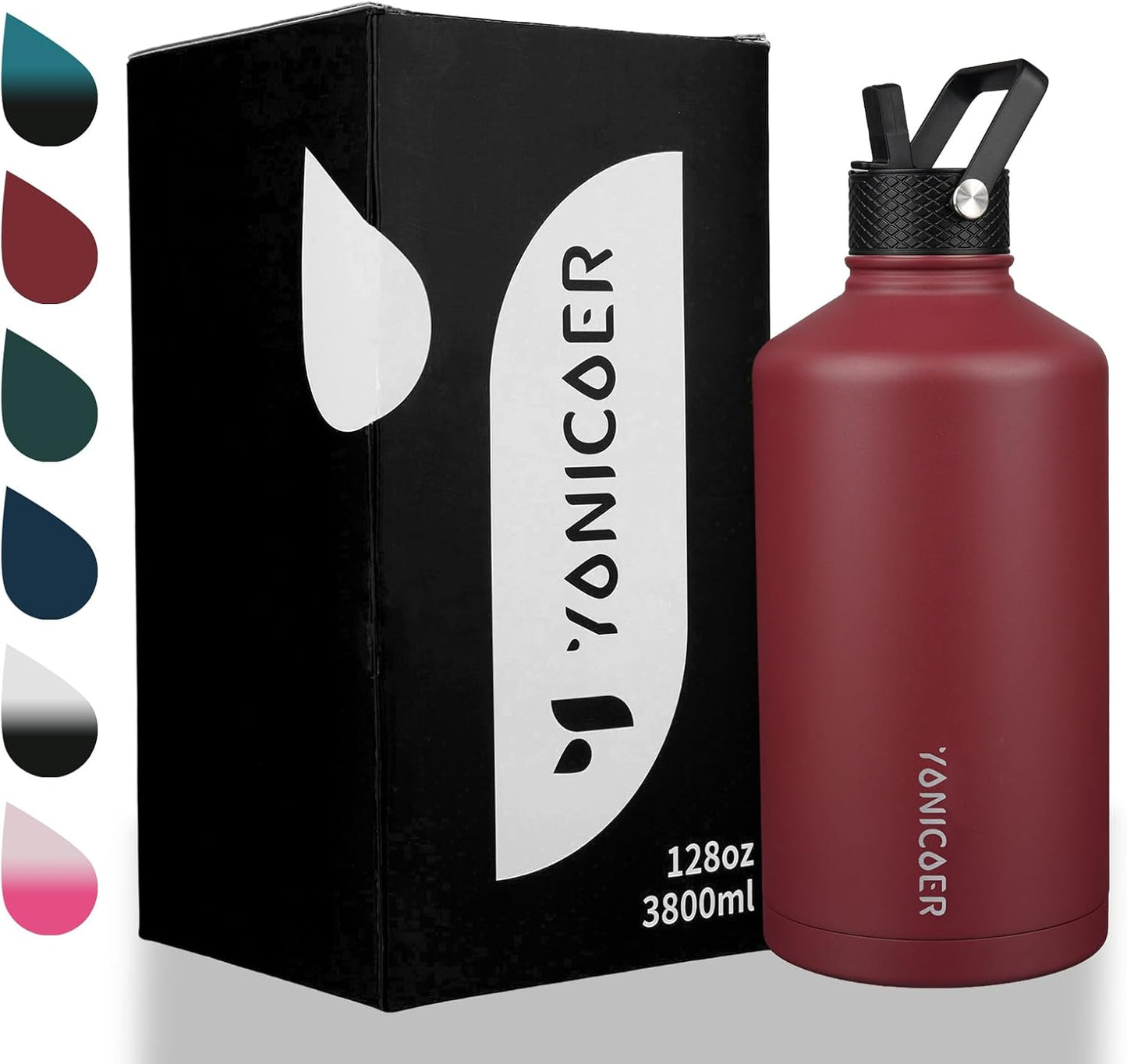 Insulated Water Bottle 40oz,Triple Wall Vacuum Stainless Steel(Dishwasher Safe),Leak Proof & Non-BPA,Flask Jug with Paracord Handle & Straw Spout Lids Sports Cherry Blossom