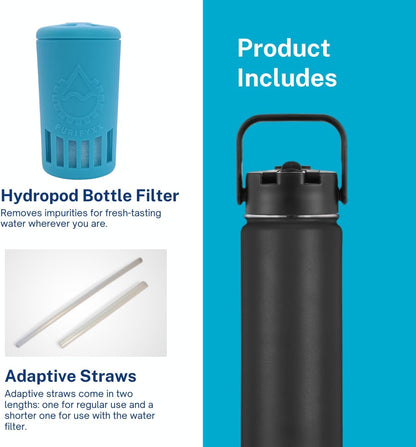 HydroBottle | Stainless Steel Filtered Water Bottle, 24 oz | BPA-Free, Removes Lead, Chlorine, Arsenic, VOCs | Filter Lasts 3 Months, Replaces 568 Plastic Bottles (Foam)
