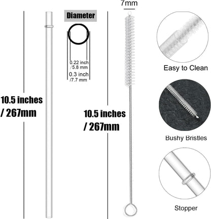 ALINK 12-Pack Reusable Clear Plastic Straws, 10.5 in x 0.3 in Replacement Tumbler Straws, BPA-Free Dishwasher-Safe Hard Straws with Brush for Stanley, YETI, Starbucks, Owala, Mason Jars 16–32 oz Cups