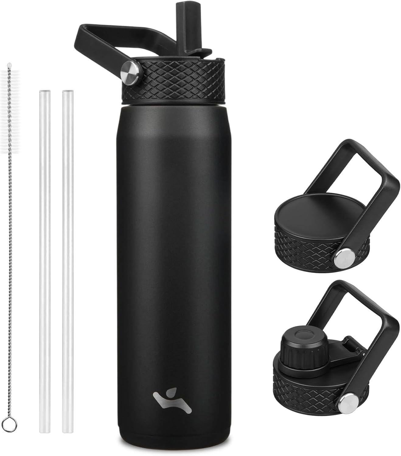 Konokyo 22oz Stainless Steel Bottles with 3 Lids Sport Insulated Water Bottle,Mint