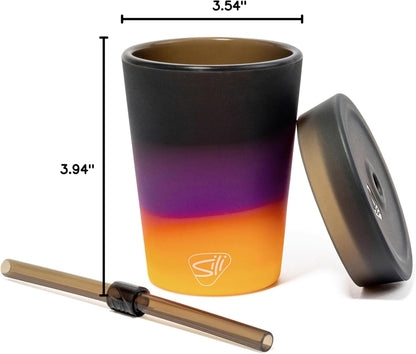 Silipint 8oz Silicone Tumbler with Straw and Lid – Unbreakable, BPA Free, Non-Toxic, Dishwasher, Microwave, Freezer Safe Tumbler Cup – Drinkware for Juice, Smoothies, Coffee (Cool Berry Crush)