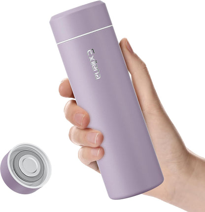 【Upgraded】Exllena Small Insulated Water Bottle 12 oz/350ml– Mini Insulated Water Bottle for Hot & Cold Drinks, Perfect Small Water Bottle for Travel, Purse...(Greyish Blue)