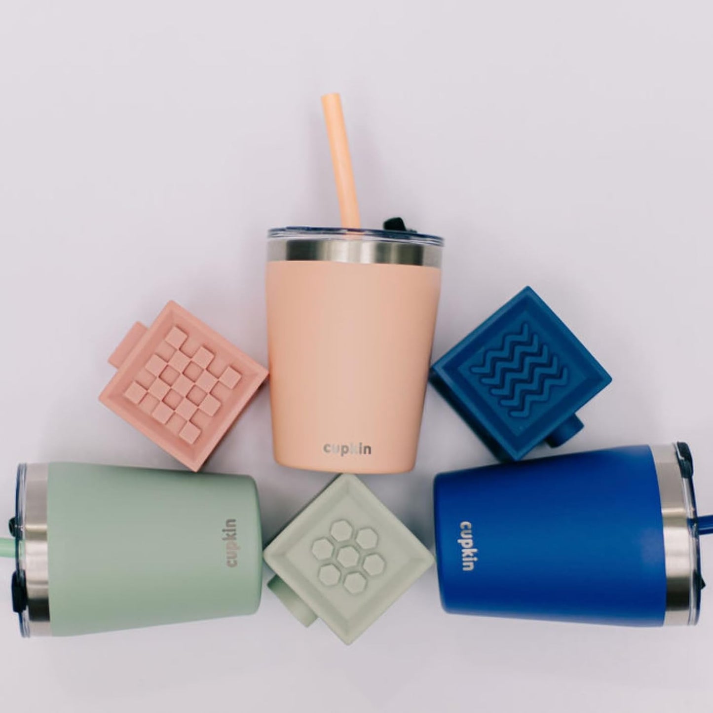 CUPKIN Stainless Steel Insulated Tumbler with Lid and Straw, 20 oz Stainless Steel Cups, Set of 2 Travel Coffee Mug for Adults, Iced Coffee Cup with Lid, Tumbler for Travel (Coral + Yellow)