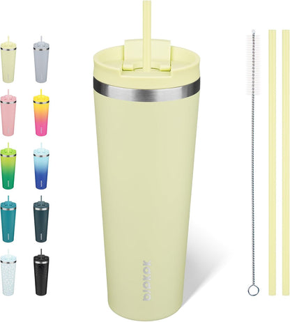 BJPKPK 22oz Insulated Tumbler With lid And Straw Stainless Steel Tumblers Travel Coffee Mug Reusable Thermal Cup,Sky