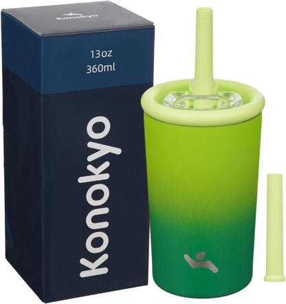 Konokyo 25oz Insulated Tumbler with Lid and Straw, Reusable Iced Coffee Cup with Lid, Travel Coffee Mug, BPA-Free, Leak-Proof and Durable, Oasis