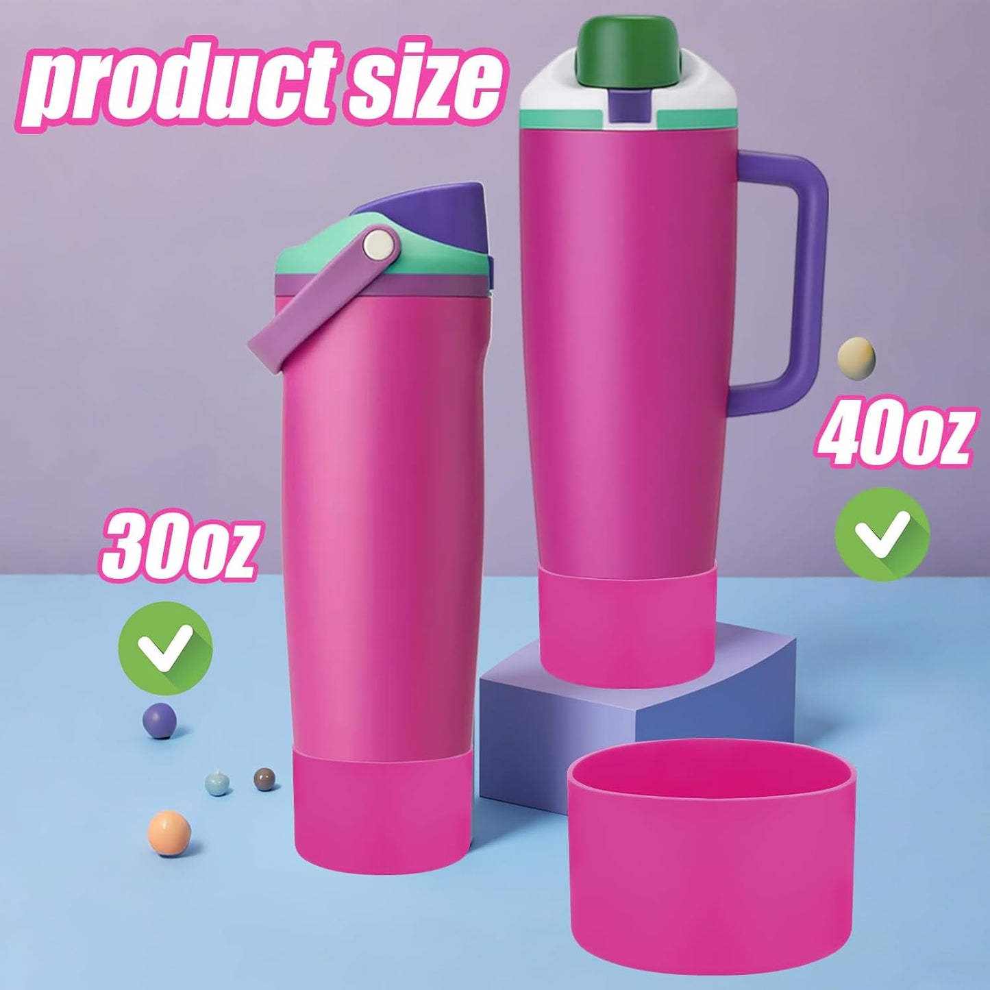 Mity rain 2PCS Protective Silicone Boots for Owala 30oz & 40oz FreeSip Sway Bottles & Tumblers - Accessories for owala, Enhances Stability & Prevents Scratches(Black Cherry)