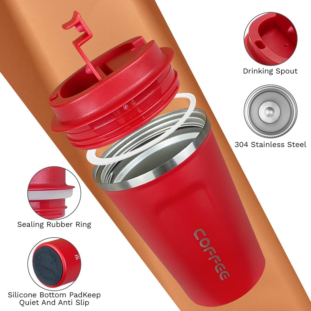 SPLMIFA Travel Coffee Mug Leak-Proof, Reusable Coffee Cups with Lids, Stainless Steel Vacuum Insulated Coffee Tumblers, Thermal Insulation Cup for Men and Women Hot & Cold Drinks(2nd-Green Pink, 12OZ)