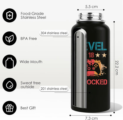 Pickleball Water Bottle 32oz | Insulated Stainless Steel Travel Tumbler with Lid Leak-Proof Keep Hot or Cold, BPA-Free |Dink Responsibly Gifts for Pickleball Lovers