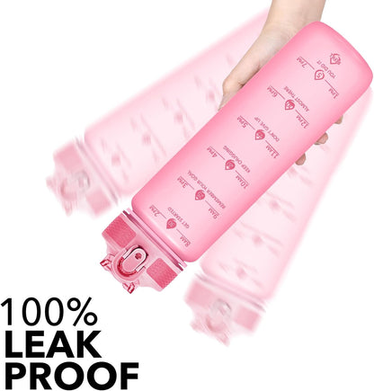 Hyeta 32oz Water Bottles with Straw - Stay Motivated and Hydrated with Convenient Times to Drink Markings, Durable, Leak-proof