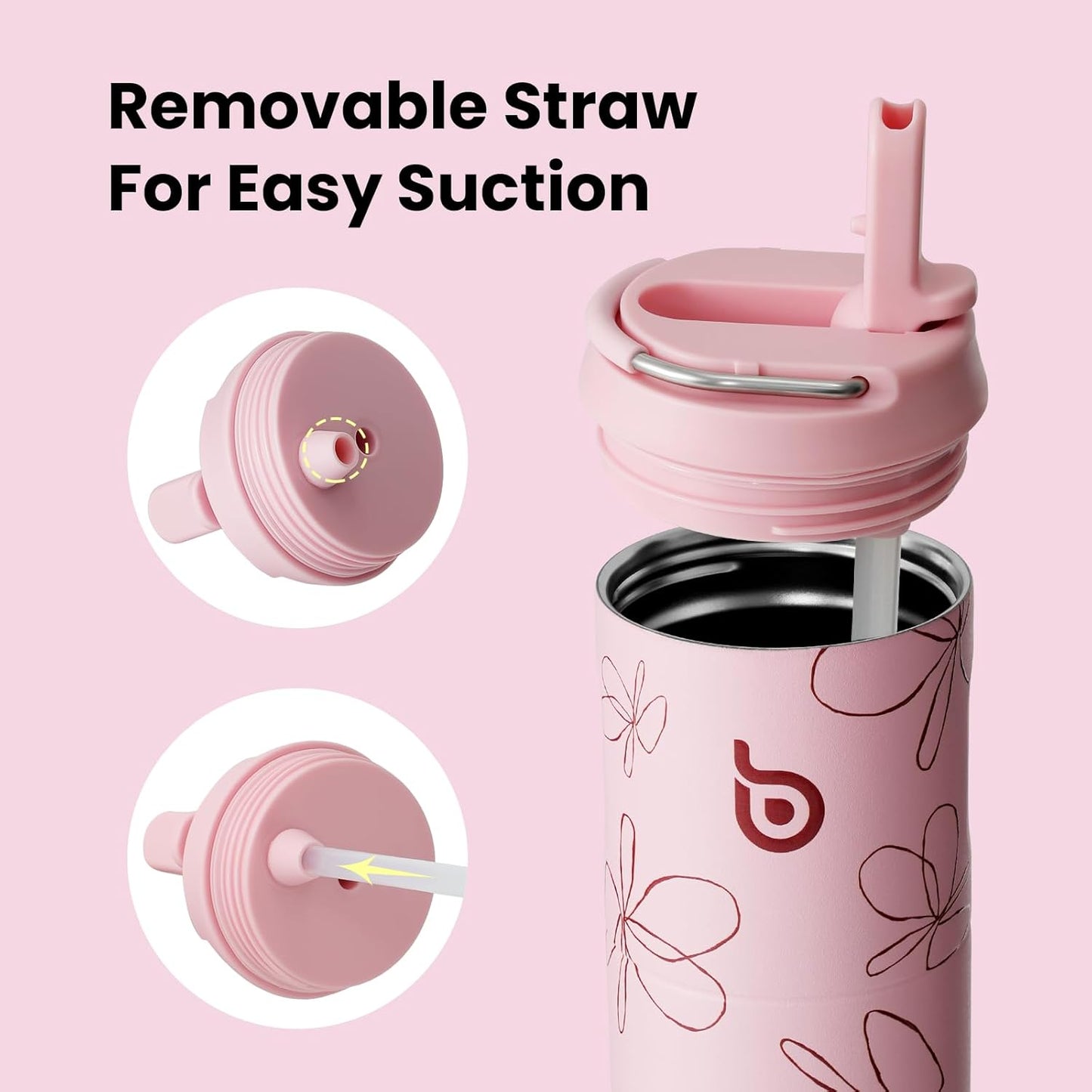 BOTTLE BOTTLE Insulated Water Bottle 24oz with Straw Lid and Handle for Sports Travel Gym Stainless Steel Water Bottles Double-Wall Vacuum Metal Leak Proof BPA-Free