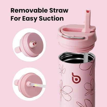 BOTTLE BOTTLE Insulated Water Bottle 24oz with Straw Lid and Handle for Sports Travel Gym Stainless Steel Water Bottles Double-Wall Vacuum Metal Leak Proof BPA-Free