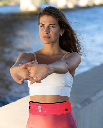 WATERFLY Running Belt Fanny Pack: Runner Marathon Jogging Waist Pack Sport Workout Exercise Fitness Phone Holder Belt for Men Women Jogger Slim Waist Bag Black