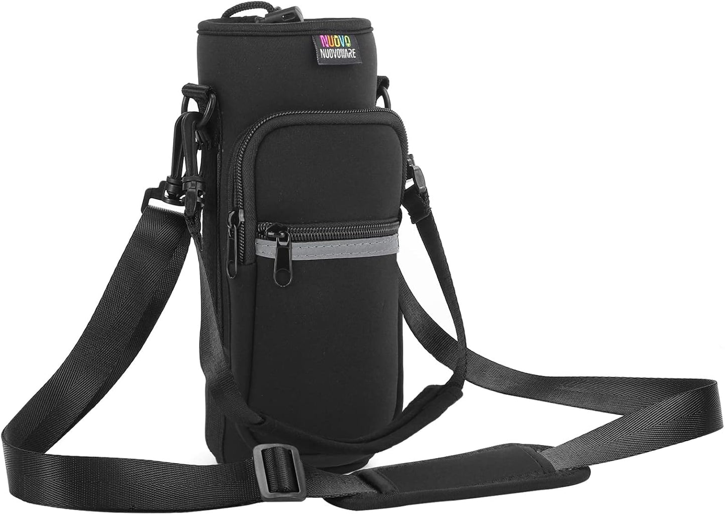 Nuovoware Water Bottle Carrier Bag,25oz/40oz/64oz Bottle Pouch Holder,Adjustable Shoulder Hand Strap 2 Pocket Sling Neoprene Sleeve Sports Accessories for Hiking Travelling Camping