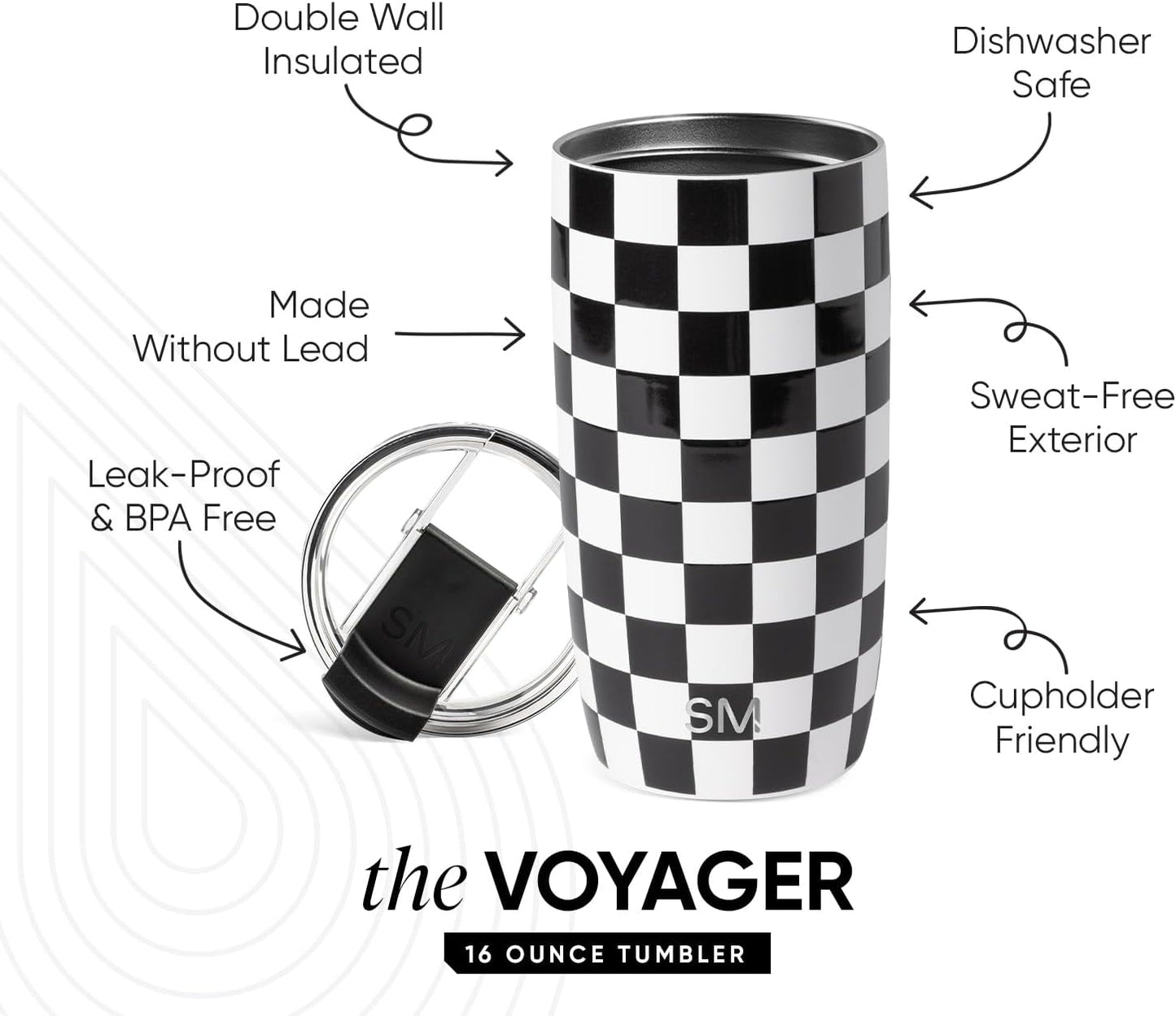 Simple Modern Voyager Tumbler with Flip Lid | Travel Coffee Mug | Insulated Stainless Steel Cold Brew Iced or Hot Coffee Cup | Gifts for Women Men Her Him | 16oz, Almond Birch