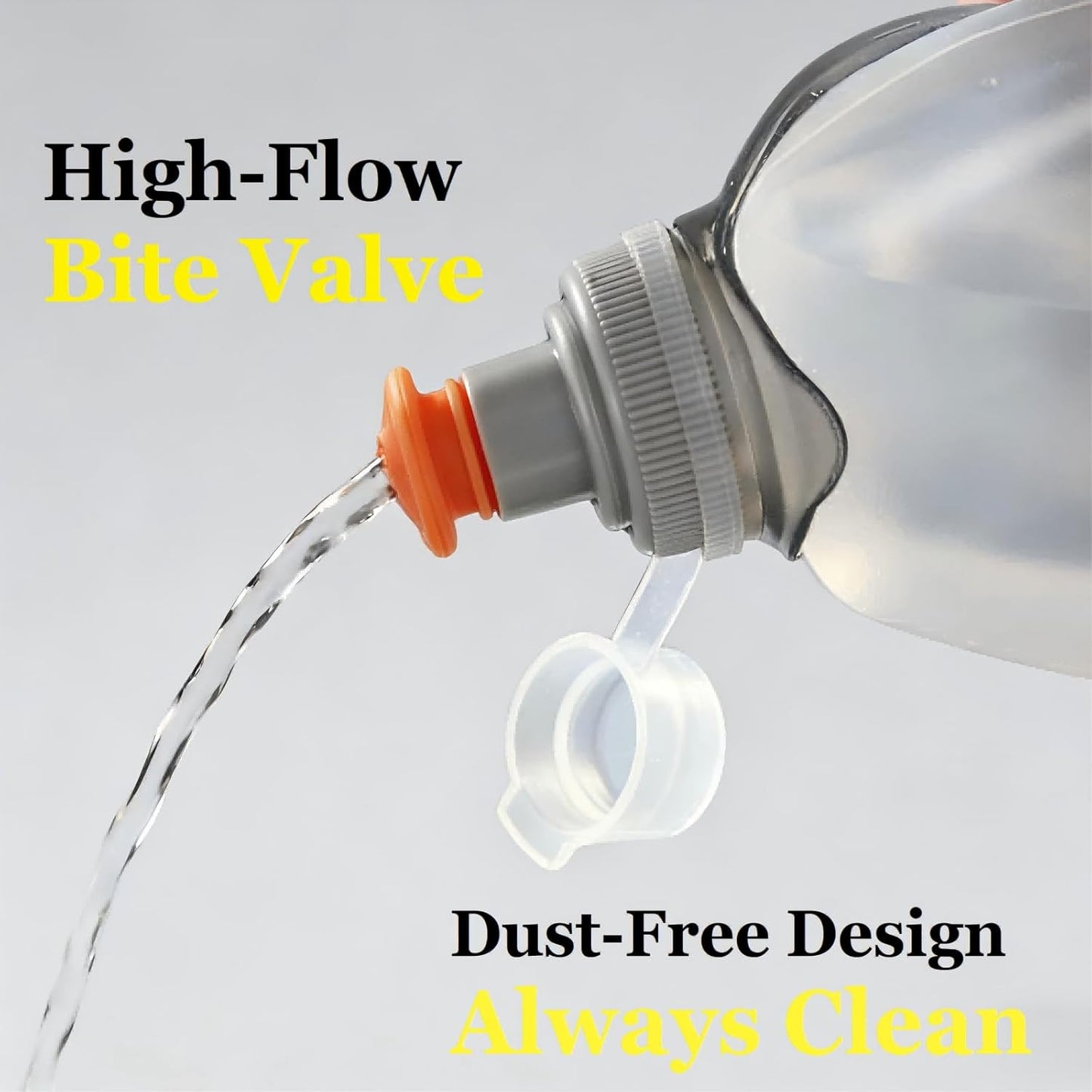 Running Water Bottle with Clip, 8.8oz No-Bounce Soft Flask, Dust-Proof Cap, BPA-Free, Fits Running Belts & Hydration Vests — for Jogging, Walking, Hiking, Cycling (1 Pack)
