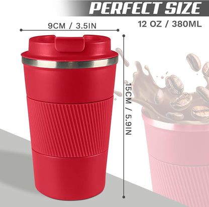SPLMIFA Vacuum-Insulated Stainless Steel Travel Coffee Mug, Leak-Proof Reusable Coffee Cup with Lid - Keep Hot & Cold Drinks for Hours, Durable Insulated Tumbler for Men & Women(3rd-Black, 12OZ)
